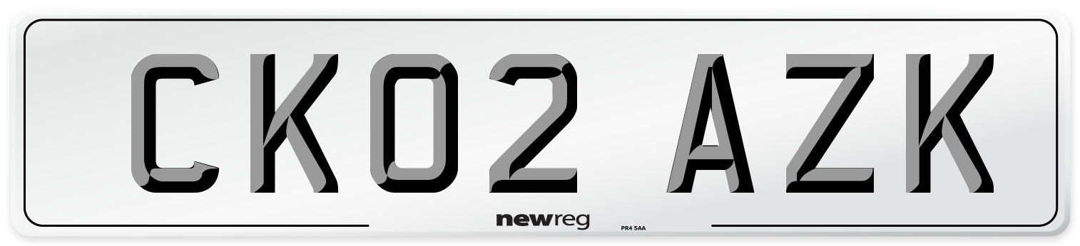 CK02 AZK Number Plate from New Reg